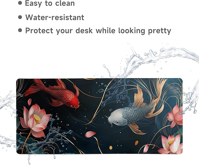 Gaming Mouse Pad Desk Pad XL Large Mouse Mat Keyboard Mat Office Desk Decor AccessoriesKeyboard Mat Office Desk Decor Accessories (Koi)