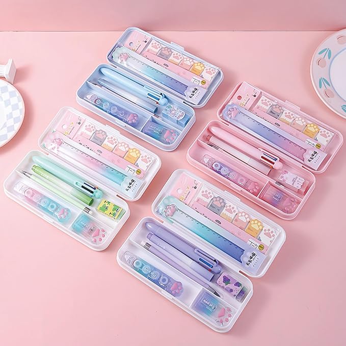 9 Pcs Cute Green Stationery Set for Girls Boys Kids Women Back to School Supplies Office Supplies Kawaii Cat Paw Stationery Gift (Green)