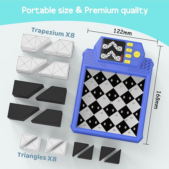 Smart Brain Teaser Game with 210 Challenges & 3D Puzzle Blocks - Self-Checking Montessori Toy for Kids, Teens, Adults to Train Logic Spatial Skills, 3 Difficulty Levels Educational Gift