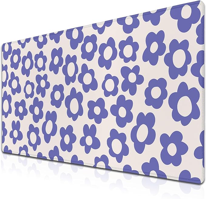 Gaming Mouse Pad Purple, Big Mouse Pads Desk Pad for Women Office Decor Office Desk Mats, Pad for Mouse Waterproof Non-Slip Rubber Base, 35.4 X 15.7 inch for Work/Game/Office/Home Flowers