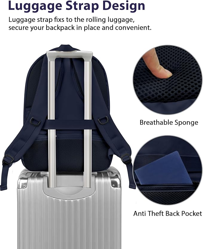 MATEIN Travel Backpack for Men with USB Charging Port, TSA Friendly Carry On 17.3 Inch Laptop Backpack with Luggage Strap, Water Resistant Flight Approved Work Business College Daypack Bag for Men