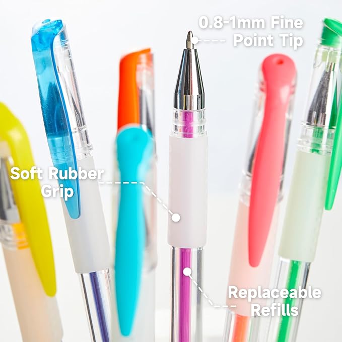 Shuttle Art Gel Pens, 130 Colors Gel Pen with 1 Coloring Book in Travel Case for Adults Coloring Books Drawing Crafts Scrapbooking Journaling