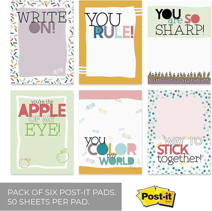 Modern Teacher Sticky Note Pads / 3" x 4" Education Sticky Notes/Set of 6 Pads/Empowering Quotes Teacher Gift/Made in USA
