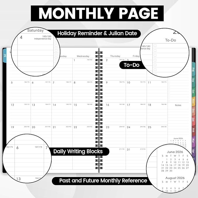 Planner 2026-2027- 2026-2027 Planner Weekly and Monthly, Academic Planner 2026-2027, JUL. 2026 - JUN. 2027, 9" x 11", Weekly Monthly Planner with Colorful Tabs, Waterproof Cover, Twin-wire Binding, Back Pocket - Black