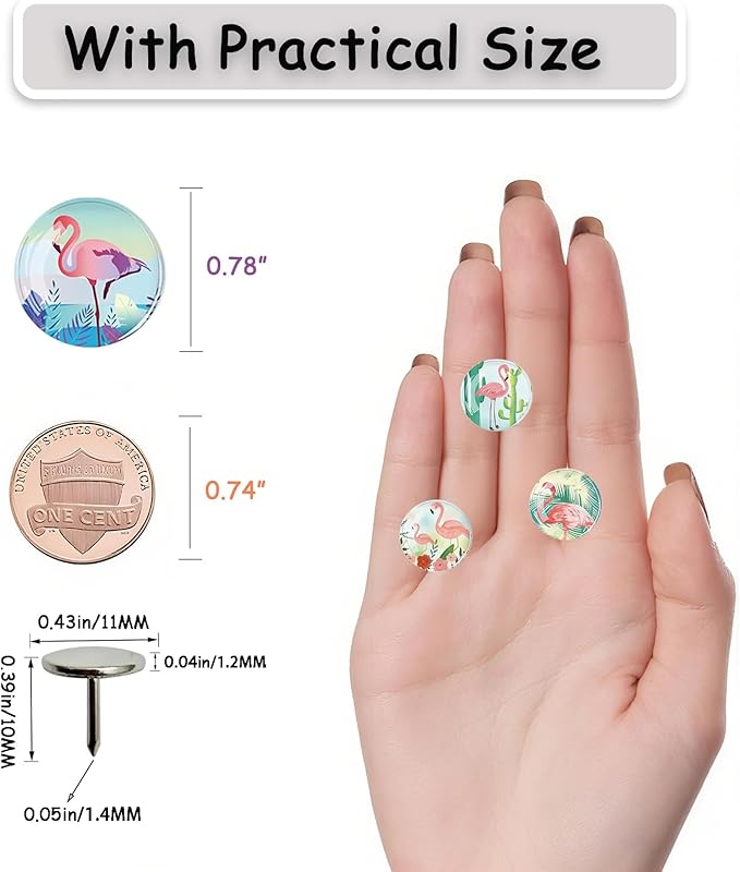 Push Pins for Bulletin Board-24Pcs Flamingo Thumb Tacks,Push Pins for Wall, Cork Board Thumbtacks, Cute Thumb Tack for Office Decorative,Aesthetic Office Supplies.