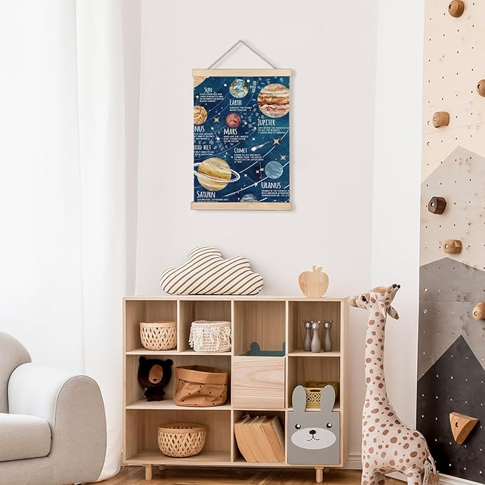 Luvadian Solar System Poster, Space Wall Art for Boys Room, Planet Poster Hanger Frame, 12x16 Inches
