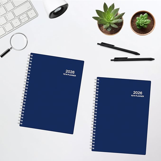2026 Planner, Weekly ＆ Monthly Planner 2026, Jan 2026 – Dec 2026, 6.2" x 8.42", Flexible Cover, 12 Monthly Tabs, Thick Paper, Spiral Wirebound, Inner Pocket, A5, Blue