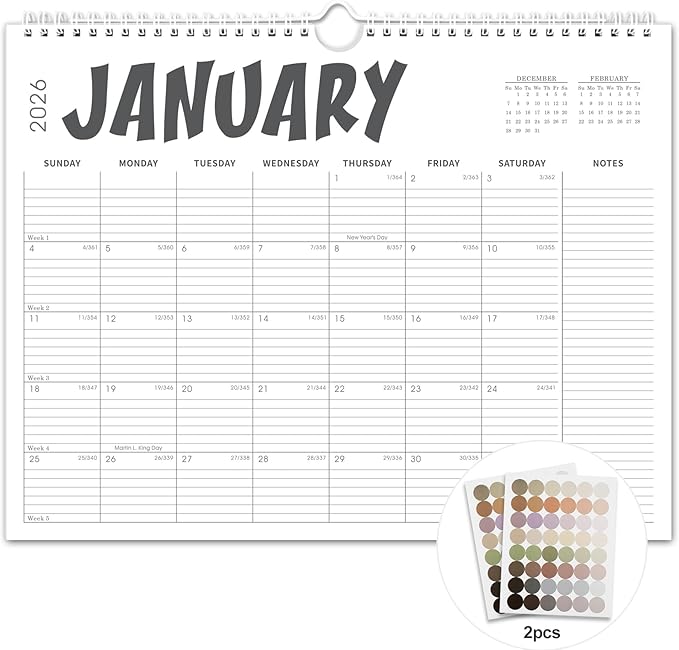 2026 Calendar , 2025-2026 Calendar Wall from Jul. 2025 to Dec. 2026, 14.7" X 11.5" Paper Monthly Planner Wall Hanging Calendar with Thick Paper for Office Home Planning & Organizing (wall calendar B)