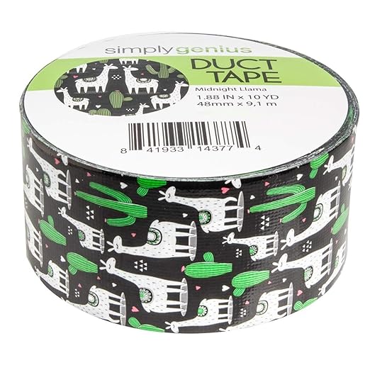 Simply Genius Duct Tape for Arts & Crafts - 1.88 in x 10 yd, Midnight Llama, 1 Roll - Waterproof Colored Decorative Tape for DIY