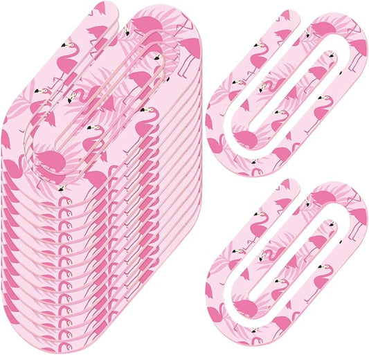 Tinlade 12 Pcs Flamingos Jumbo Acrylic Paper Clips 4 x 2 Inch Large Cute Pink Paperclips for Teachers Students Classroom Office Bookmark Gift Desk Home Accessories Book Lovers