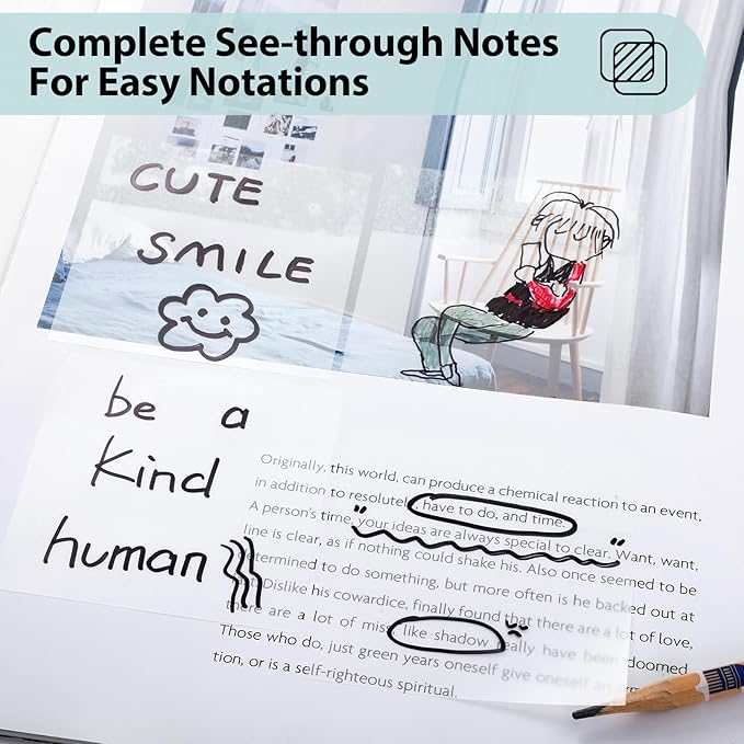 Transparent Sticky Notes - 3x3 inch Clear, Waterproof Translucent Notes for Annotation - 300 Sheets (Pack of 2)