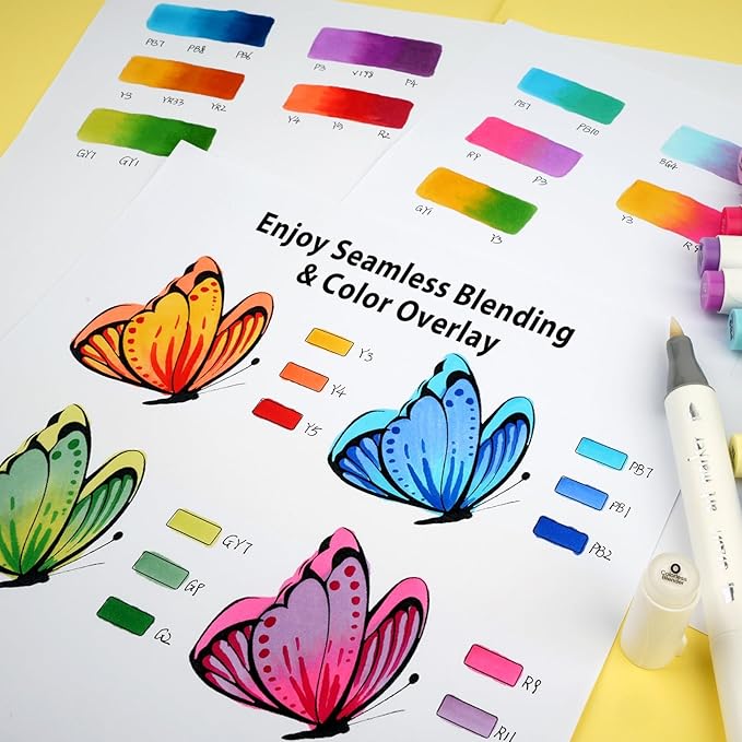 SFAIH Alcohol Markers Brush Tip & Chisel Tip - 49 Colors Double Tipped Art Markers for Adult Coloring Books Illustration, Gifts for Artist Adult - Refillable Alcohol-based Ink