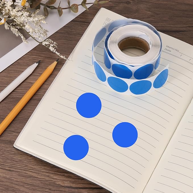 uxcell 500pcs Blue Round Stickers Roll 1 Inch Self-Adhesive Stickers Coding Label Removable for DIY Crafts Homework, Office, Shop, Home, Classroom Marking