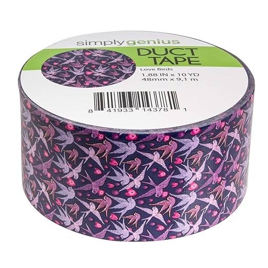 Simply Genius Duct Tape - 1.88 in x 10 Yd, Love Birds Pattern - Colored Tape & Strong Adhesive - Waterproof for Crafts & DIY