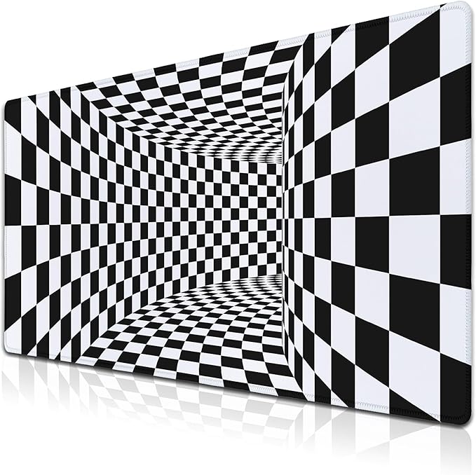 Desk Mouse Pad Black and White Pad for Table, XXL Mouse Pads Gaming Pad, Gaming Keyboard and Mouse Pad Waterproof Non-Slip Rubber Base, 35.4 X 15.7 inch for Work/Game/Office/Home Checkered