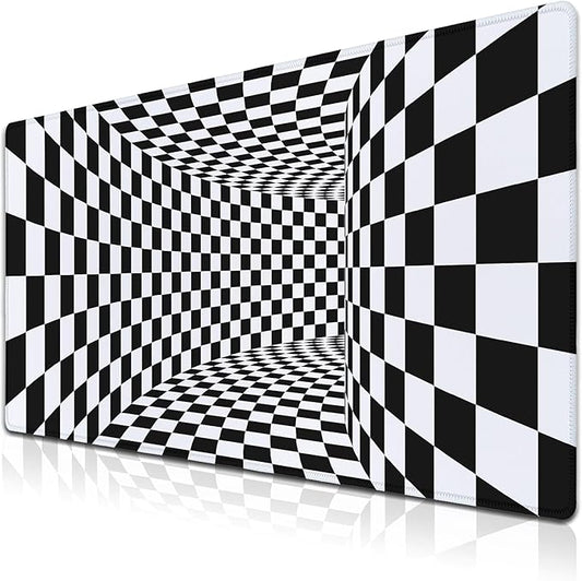 Desk Mouse Pad Black and White Pad for Table, XXL Mouse Pads Gaming Pad, Gaming Keyboard and Mouse Pad Waterproof Non-Slip Rubber Base, 35.4 X 15.7 inch for Work/Game/Office/Home Checkered