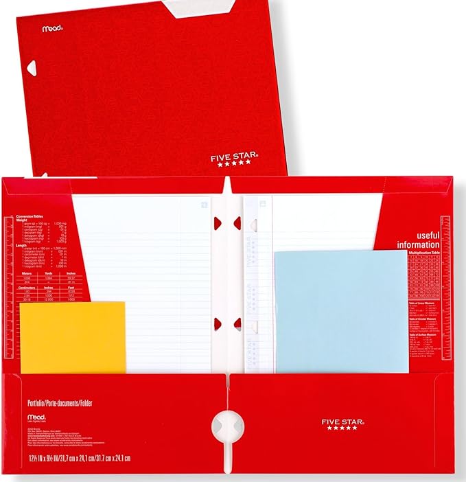 Five Star 4-Pocket Folder,Paper Folder,Fits 3-Ring Binders,Holds 8-1/2" x 11" Paper,Assorted Colors (38058),6 Count (Pack of 8)