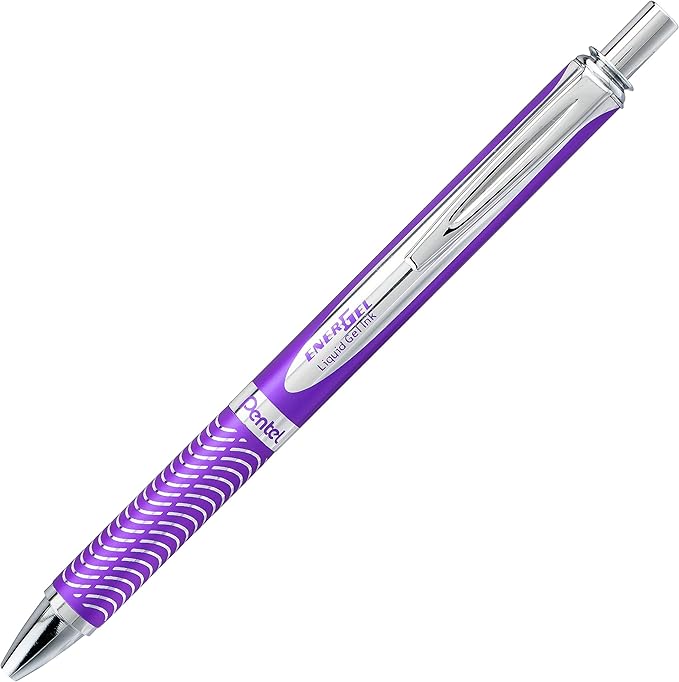 Pentel EnerGel Alloy RT Premium Liquid Gel Pen, 0.7mm Violet Barrel, Black Ink (BL407VBPA)