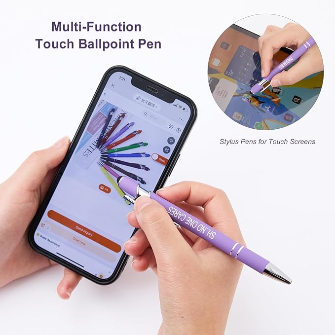 Funny Pens, 12 Pcs Fine Point Smooth Writing Pens, Sarcastic Ballpoint Pens with Touch Stylus Tips, Black Ink 1.0 Mm Snarky Pens, Gift Office Desk Accessories