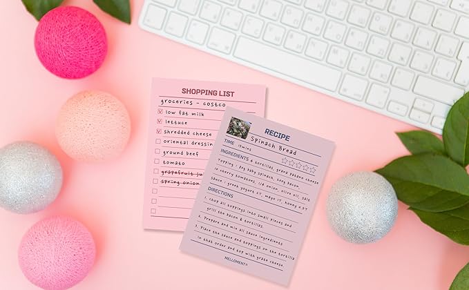 Day By Day Mini Planner Pads, Aesthetic Korean Style Tear-off Planning Pad, Pack of 4 Designs, 100 Sheets each design (Total 400 Sheets), Lovely Assorted Color, Portable Size 3.15 x 4.13", SET_E [ To Do List + Shopping List + Weekly Plan + Recipe ]