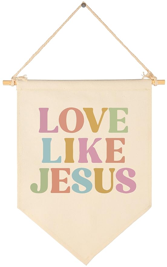 Christian Bible Verse Scripture Canvas Banner Flag Sign Pennant Poster Wall Decor Gift for Bedroom,Living Room,Dorm,Balconies,Nursery Reading Room Door-Love like Jesus-Christmas Gift