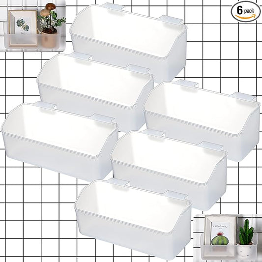Gridwall Baskets, Grid Wall Storage Bin Plastic Grid Wall Panels Bins for 3 Inch Gridwall Panel for Organizing Storage Display Kitchen Home Office Garage Bathroom(Clear,6 Pcs)