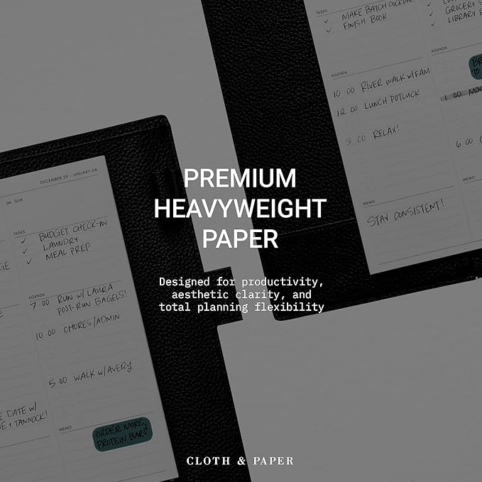 Cloth & Paper 2026 Dated Daily Planner Inserts - Monday Start | Half Letter Size 5.5 x 8.5 Inches | Discbound Planner Refill |2 Days Per Page | 8 Disc Punch | Daily Organizer Pages | Heavyweight Paper