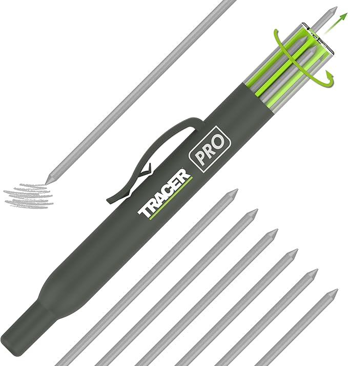 Tracer Pro 2.8mm Silver Welders Leads, Heavy Duty Welding Leads for Construction Pencil 6-Pack - Designed for Tools and Welding, Includes Storage Case for Carpenter Pencil Marking ALPW1