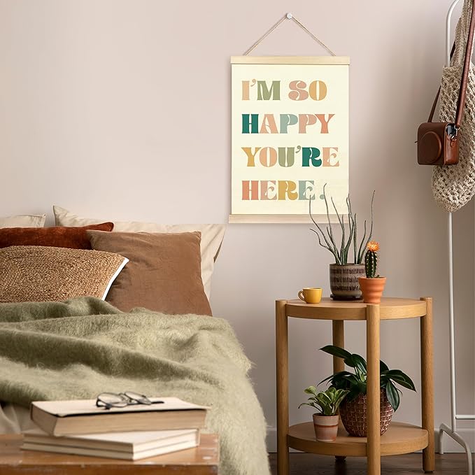 TAEDIN Boho Classroom Wall Art Poster Hanger Frame - Colorful Nursery Wall Art with Wood Frames, Inspirational Wall Hanging Decor for Baby Kids Room School Home Bedroom, 12x16 Inches