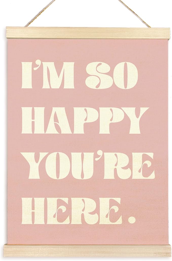 TAEDIN Boho Classroom Wall Art Poster Hanger Frame - Pink Nursery Wall Art with Wood Frames, Inspirational Wall Hanging Decor for Baby Kids Room School Home Bedroom, 12x16 Inches