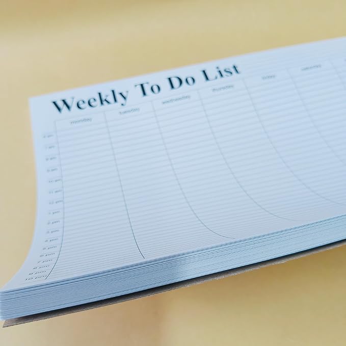 Weekly To Do List notepad, Hourly Schedule, Monday-Sunday, 6am-10pm,Task Planner & Activity Log Notepad – 8.5 x 11” Undated Daily & Hourly Planning Pad, To-Do List, Checklist, Track Time & Tasks, ADHD Tracker – Organize Workday, Boost Productivity