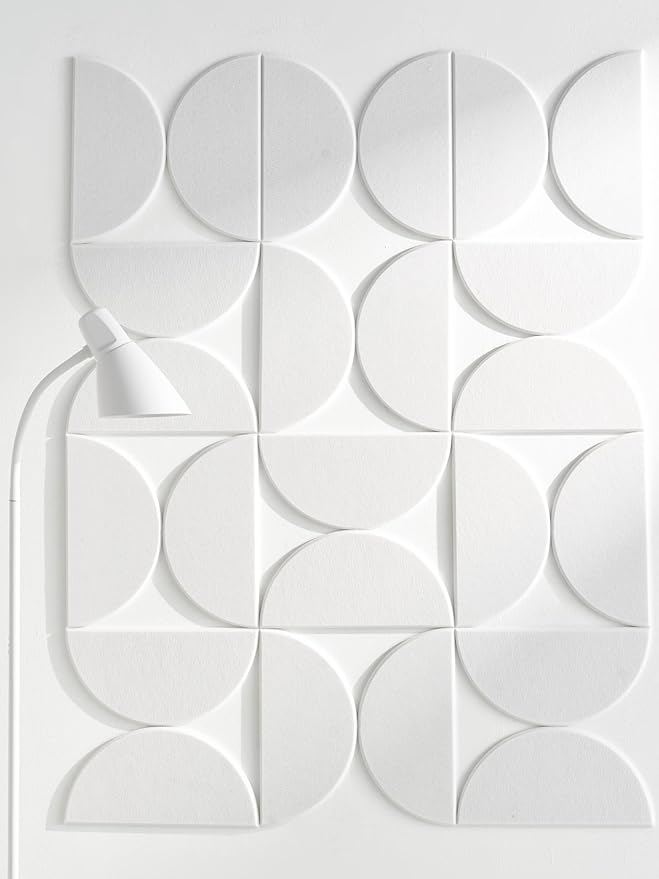 Large Bulletin Board Kit 48x36- Minimalist Wall Art to Replace Your Old Cork Boards for Walls for Office Decor - 24-Pack Semi-Circle Felt Wall Tiles for Home Office Décor (Milky White