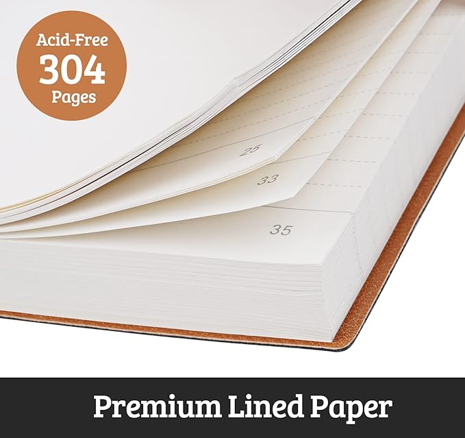 Gosirm Lined Journal Notebook, Thick Journals College Ruled for Writing, 304 Pages Leather Notebook 100 Gsm Lined Paper, Daily Diary Notebook for Work, Office, Note Taking, 7.6'' X 10'' Navy Blue