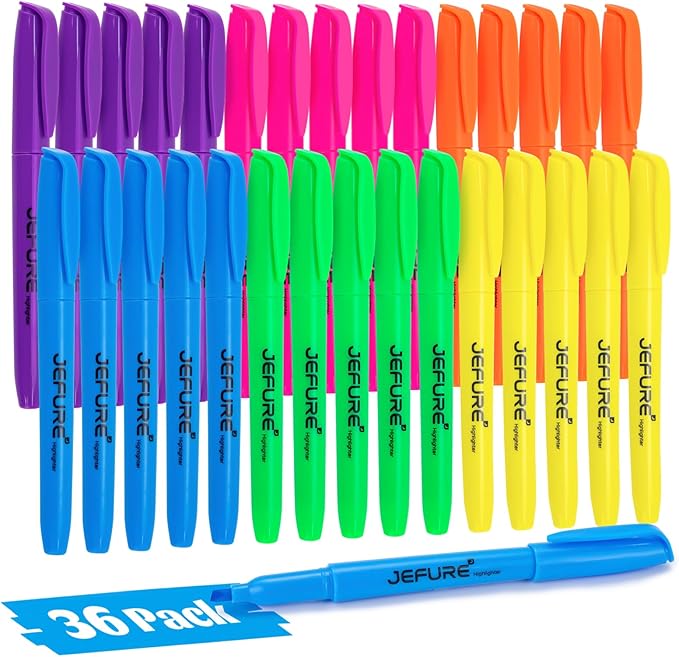 36 Pcs Highlighters, Chisel Tip, Assorted Colors Bible Highlighters Bulk - Quick Dry, Ideal for Studying, Note-Taking, School Supplies for Teachers