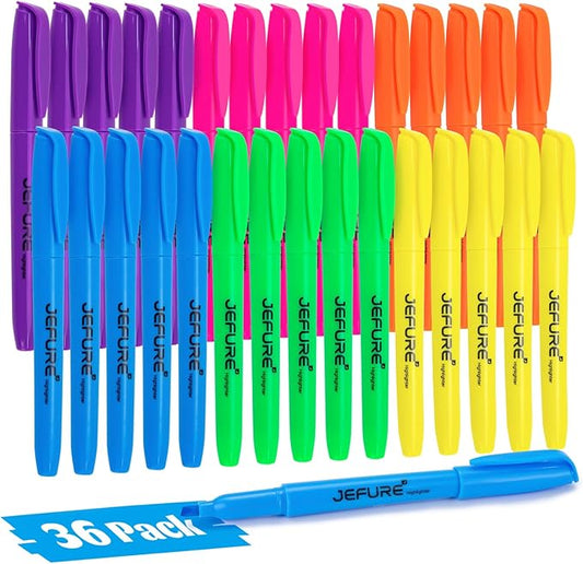 36 Pcs Highlighters, Chisel Tip, Assorted Colors Bible Highlighters Bulk - Quick Dry, Ideal for Studying, Note-Taking, School Supplies for Teachers