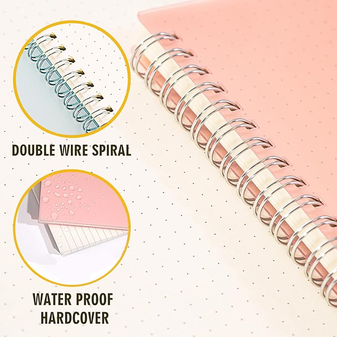 3 Pack Dot Notebook, 8.5 x 11 Inches Spiral Notebooks for Work, School and Journal with 110 GSM Journal Dotted Paper, Large Notebook with 80 Sheets/160 Pages, Hardcover Dot Journal Notebook