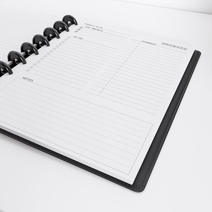 Discbound Undated Daily Plan Paper Refill, 120 GSM, 80 Sheets (160 Pages/Days), Happy Planner 9 Disc Pre-Punched Inserts, Loose Leaf, White, 7 inch x 9.25 Inch, Daily To-Do, Notes, and Scheduling