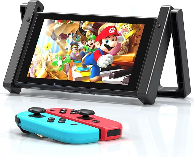 Car Holder for Nintendo Switch/OLED, Foldable and Adjustable Table Stand Playstand Bracket, Portable Compact Console Desktop Holder Dock Car Headrest Play Stand Mount, Black