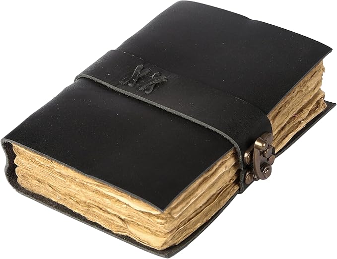 Vintage Leather Journal Handmade Buffalo Deckle Edge Paper – Leather Bound Journal for Women Men Vintage C-Lock Closure Ideal for Writing & Travel for Artists