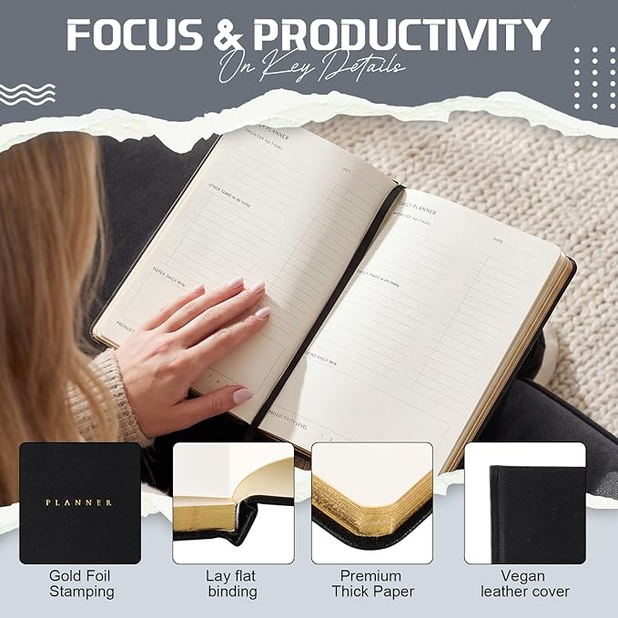Productivity 2026 Planner Undated Daily Weekly Monthly Time Management & Organization Goal Achievement for Professionals & Students Workers(Black)