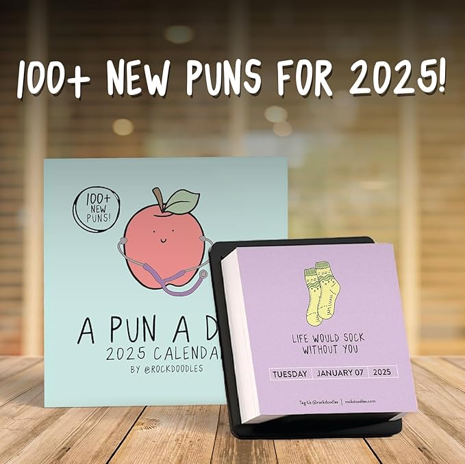 rockdoodles 2025 Punny Daily Desk Calendar (2025 Calendar)