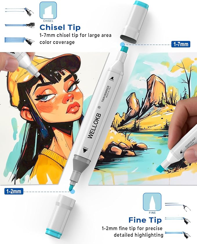 Alcohol Markers, 80 Colors Dual Art Colored Markers for Coloring Book, Painting, Drawing, Alcohol Based with Carrying Case