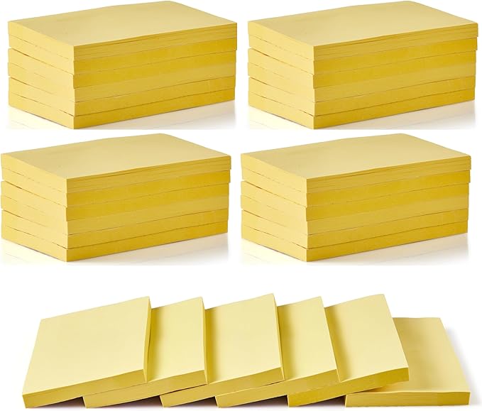 1920 Sheets 3 in x 5 in Large Sticky Notes, 76 x 127 mm 6 Pads Assorted Self-Stick Pads for Notebook,Office,School and Home,80 Sheets/Pad (24 Pads Yellow)