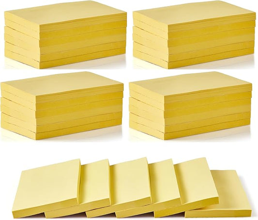 1920 Sheets 3 in x 5 in Large Sticky Notes, 76 x 127 mm 6 Pads Assorted Self-Stick Pads for Notebook,Office,School and Home,80 Sheets/Pad (24 Pads Yellow)