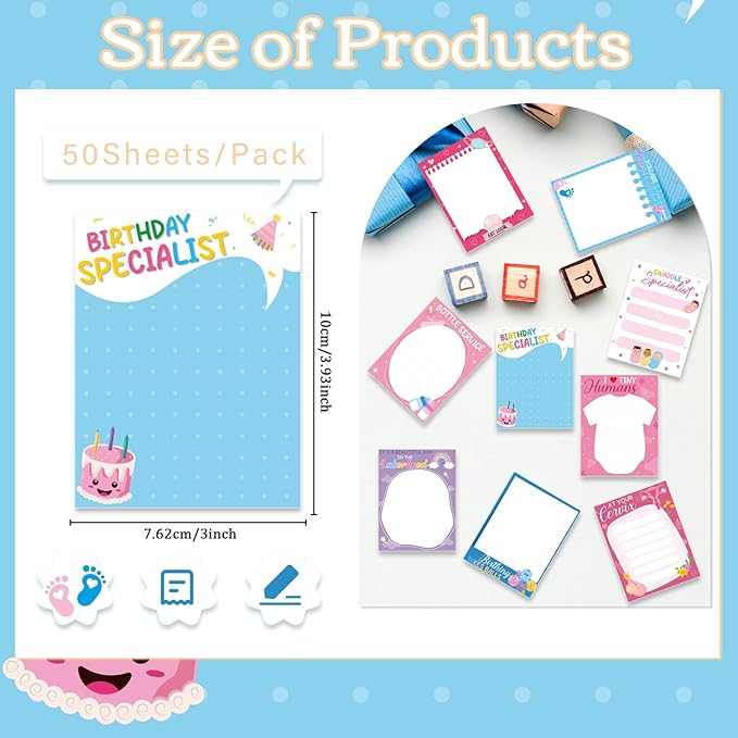 Labor and Delivery Nurse Sticky Notes Gifts, 9 Pack Obstetric Nurse Notepads 3x4 Inch Gifts, Laborhood Health Checklist Self-Adhesive Memo Pads Office Hospital Supplies (450 Sheets)
