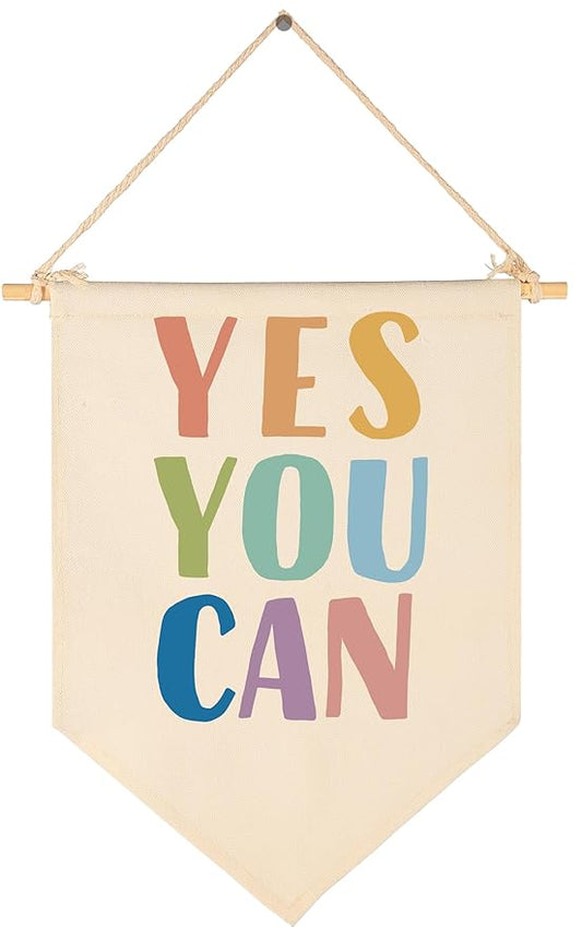 Boho Banner Flag Sign Pennant Poster Wall Decor Gifts for Nursery Baby Room Playroom Reading Room Bedroom Door Classroom Boy Girl Kids Teen-Baby,Shower,Birthday Christmas Gifts-Yes You Can