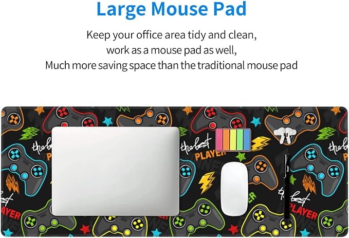 Video Game Controller XL Large Mouse Pad with Stitched Edges Long Non-Slip Rubber Base Mousepad Gaming Joysticks Laptop Keyboard Mat Desk Pad for Office Home Desk Decor, 31.5" X 11.8"