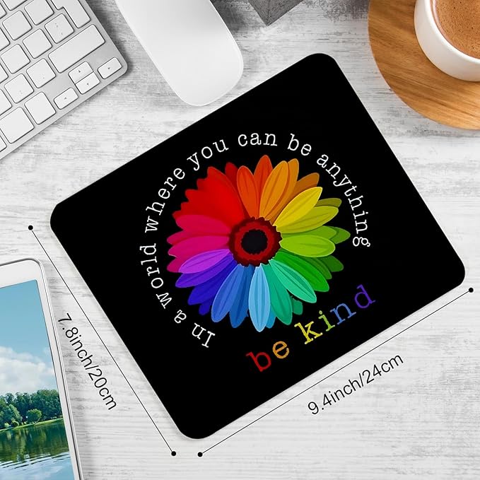Colorful Flower Square Mouse Pad,Non-Slip Rubber Base Mouse Pad,Home Office Decoration Desktop Accessory,Laptop Mouse Pad for Office Laptops, 9.4x7.8x0.12inch.