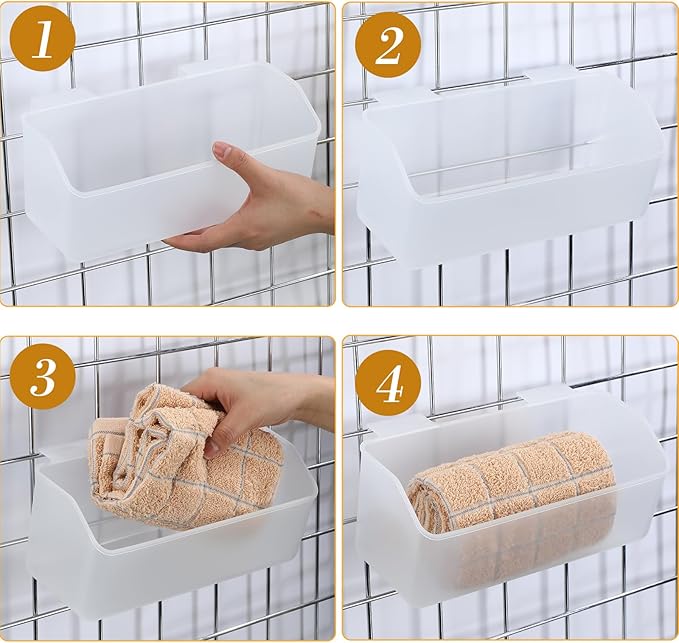 Gridwall Baskets, Grid Wall Storage Bin Plastic Grid Wall Panels Bins for 3 Inch Gridwall Panel for Organizing Storage Display Kitchen Home Office Garage Bathroom(Clear,6 Pcs)