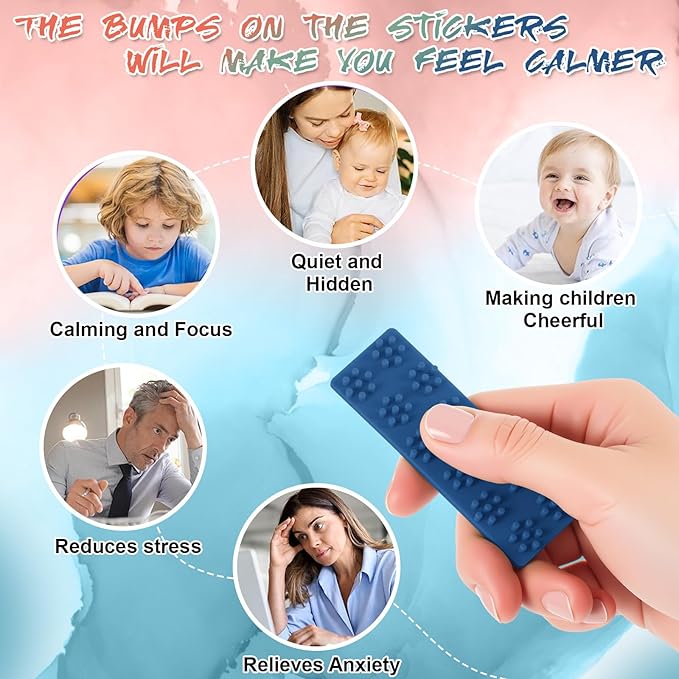 Ireer 6 Pcs Textured Sensory Stickers Silicone Desk Fidget Decals Thick Mental Health Stickers Strips Different Textured Calm Decals Stress Anxiety Relief Items for Adult Autism ADHD Desk Office Gift